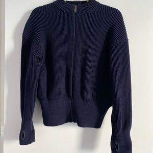 COS RibKnit Navy Zip Up Cardigan